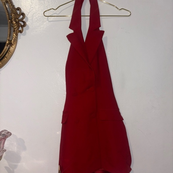 Bardot Red Backless Halter Dress - Picture 2 of 7